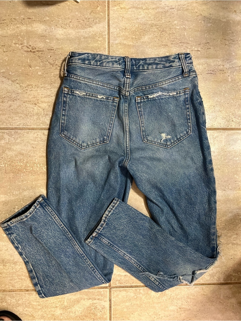 Abercrombie & Fitch Distressed High-Rise Blue Denim Mom Jeans SZ 2r/26 - Picture 13 of 14